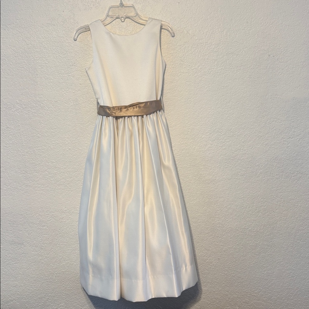 US Angels Ivory Satin Flower Girl Dress Communion